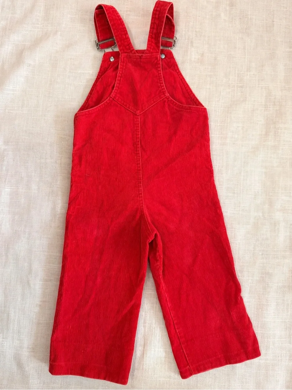 Lacoste Vintage Red Corduroy Overalls Toddler 2T Izod Crocodile Bibs 90s